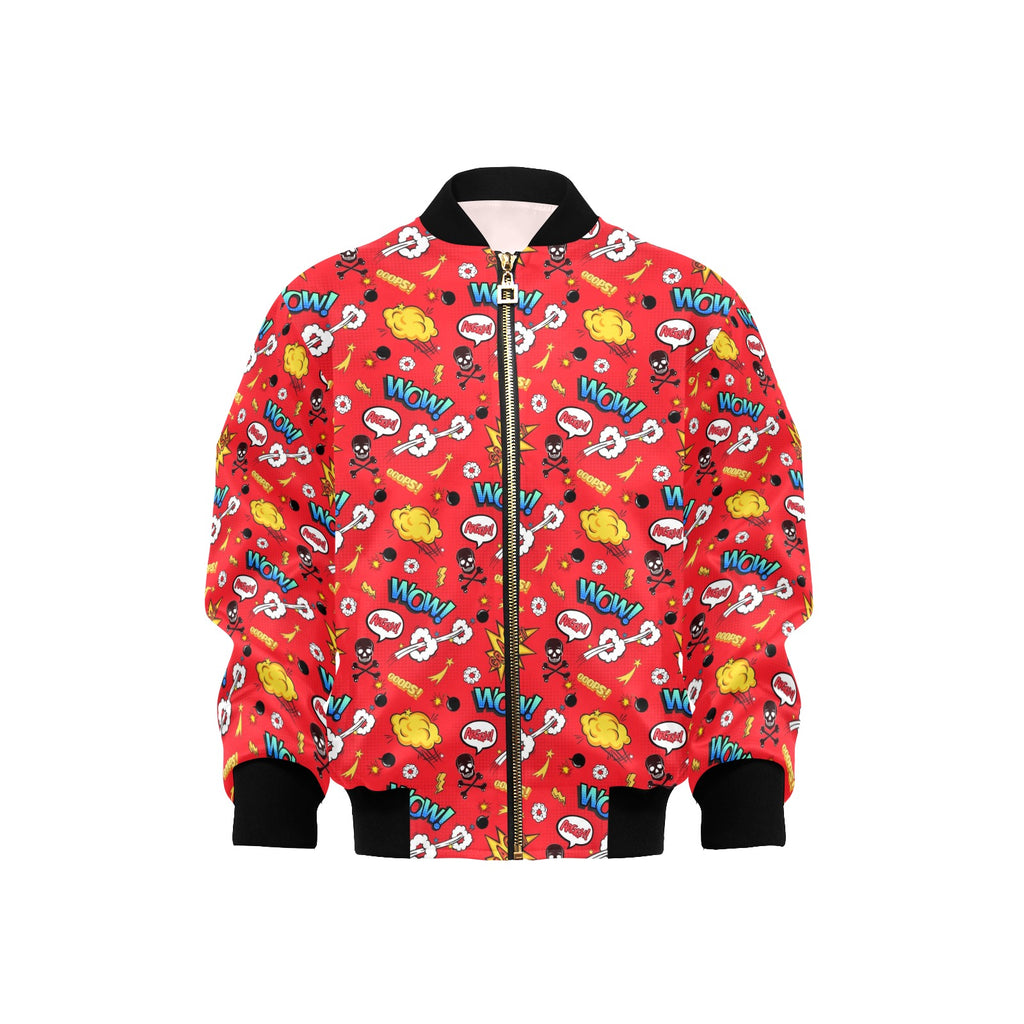 Comic Book Red Kids Bomber Jacket XL Kids Bomber Jacket comic Printed Offshore
