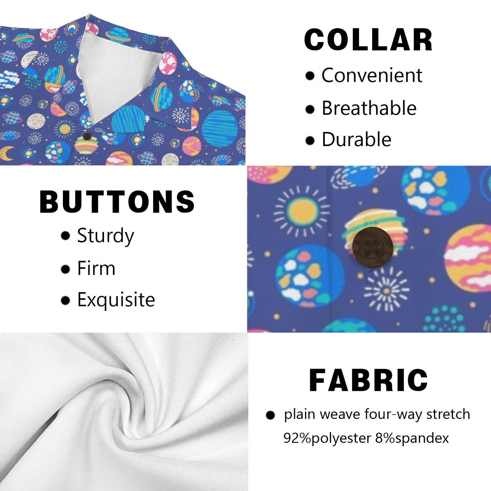 Planets On Blue Men's Hawaiian Shirt