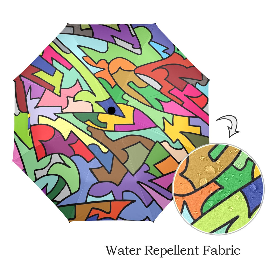 Bright Abstract - Semi-Automatic Foldable Umbrella (Model U12) Semi-Automatic Foldable Umbrella (U12)