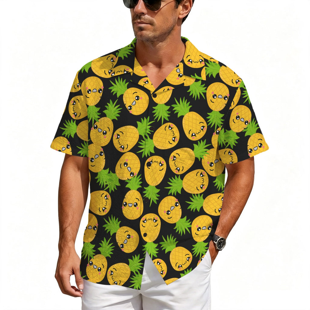 Cool Pineapples Men's Crinkle Hawaiian Shirt