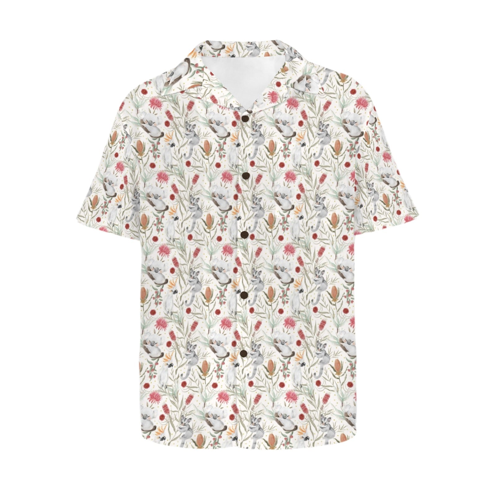 Australian Plants And Animals Men's Short Sleeve Hawaiian Shirt