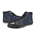 Gold Flowers On Navy - Men's High Top Canvas Shoes