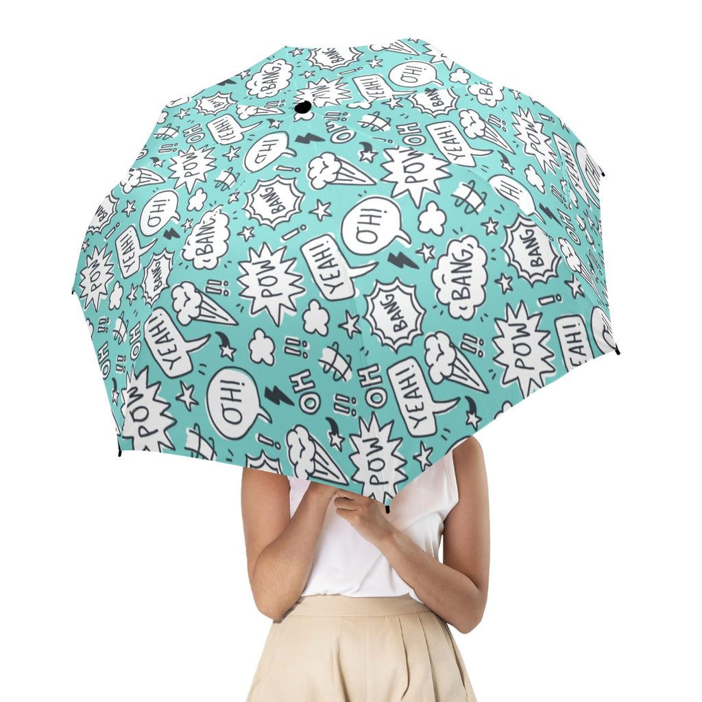 Comic Book Speech Bubbles - Semi-Automatic Foldable Umbrella (Model U12) Semi-Automatic Foldable Umbrella (U12)