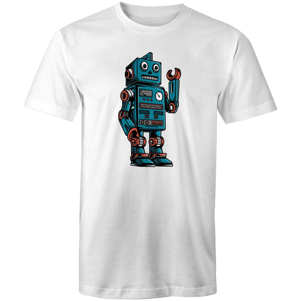 Robot - Mens T-Shirt White Mens T-shirt Printed In Australia Sci Fi