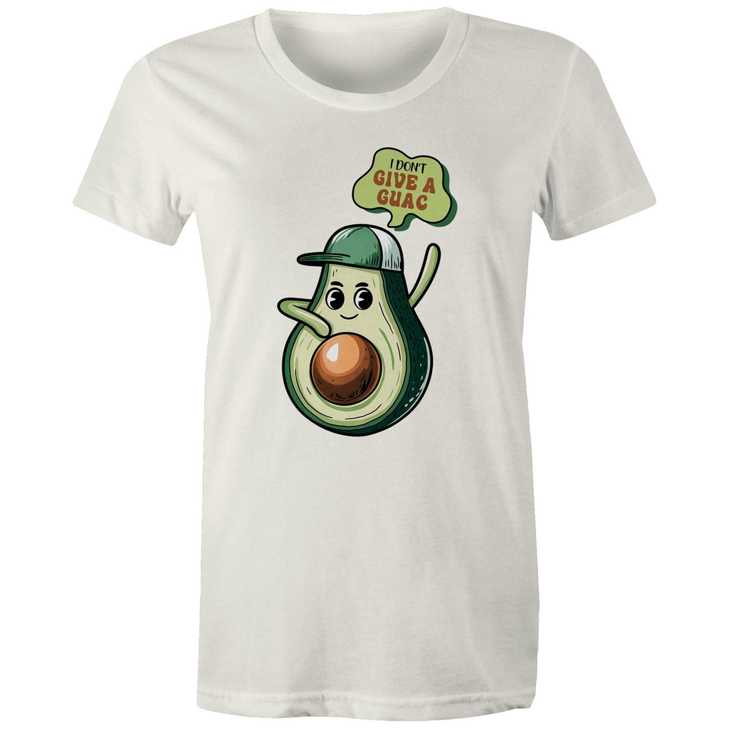 Avocado, I Don't Give A Guac - Womens T-shirt Natural Womens T-shirt Food Printed In Australia