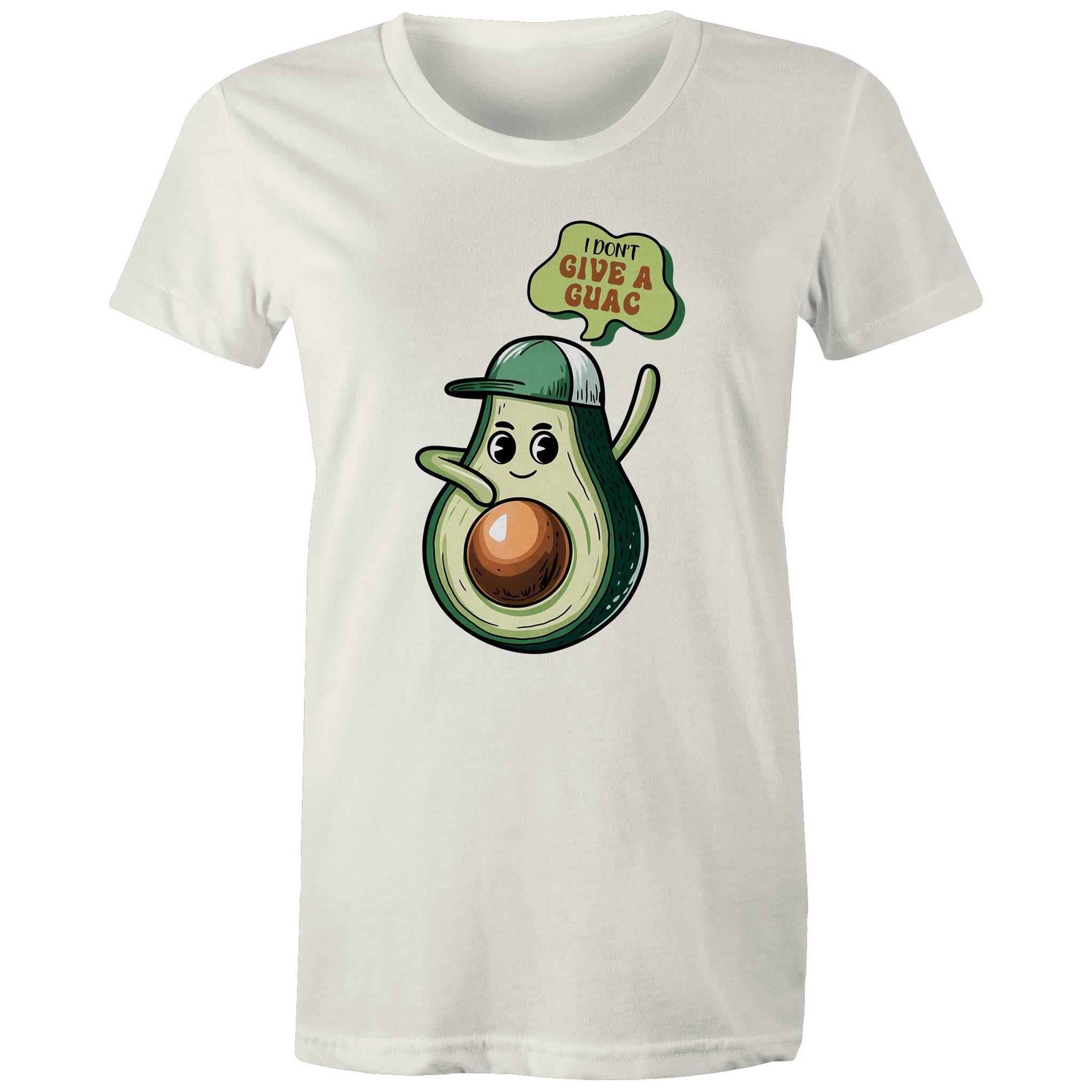 Avocado, I Don't Give A Guac - Womens T-shirt Natural Womens T-shirt Food Printed In Australia