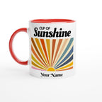 Personalised - Cup Of Sunshine - White 11oz Ceramic Mug with Colour Inside Ceramic Red Personalised 11oz Mug Customise Globally Fulfilled Name Personalise retro