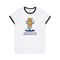 I Remember When I Was Smarter Than My Phone Women's AS Colour Ringer Tee White Black Womens Ringer T-shirt Printed In Australia Retro Tech