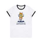 I Remember When I Was Smarter Than My Phone - Women's Ringer Tee White Black Womens Ringer T-shirt Printed In Australia Retro Tech
