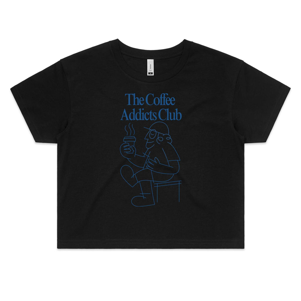 The Coffee Addicts Club Women's AS Colour Crop Tee Black Coffee Printed In Australia