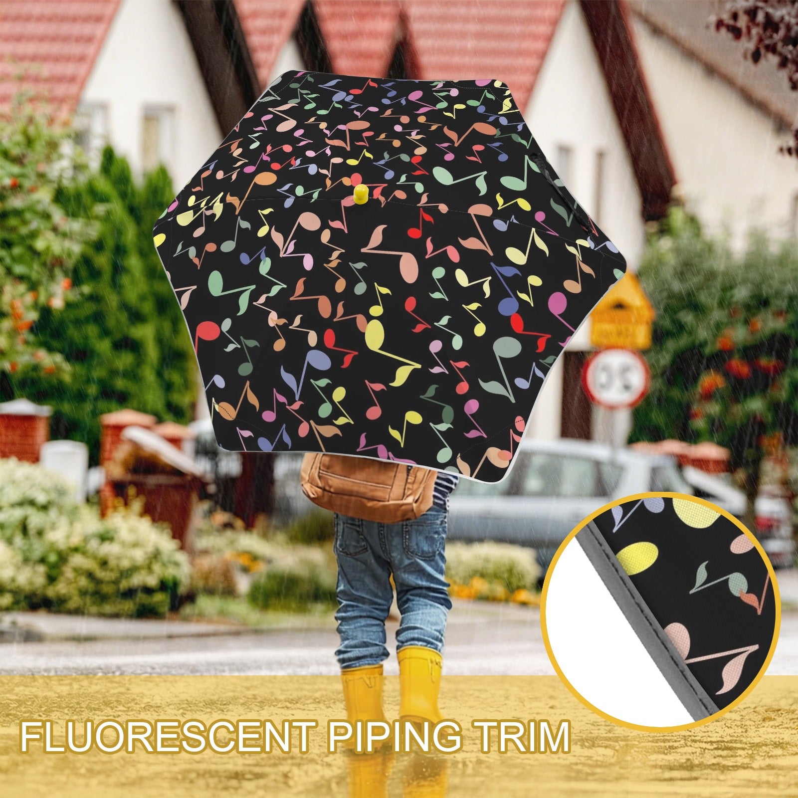 Quavers, Music Notes Kids Safe Round Corner Umbrella Kids Safe Round Corner Umbrella Music Printed Offshore
