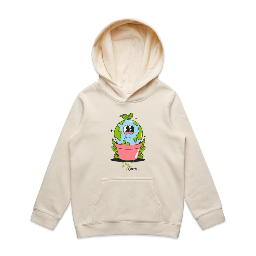 Plant Earth - Kids Hoodie Ecru Kids Hoodie Printed In Australia