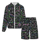 Equations In Green And Pink Men's Lightweight Sun Hoodie & Shorts Set Men's Lightweight Sun Hoodie & Shorts Maths Printed Offshore
