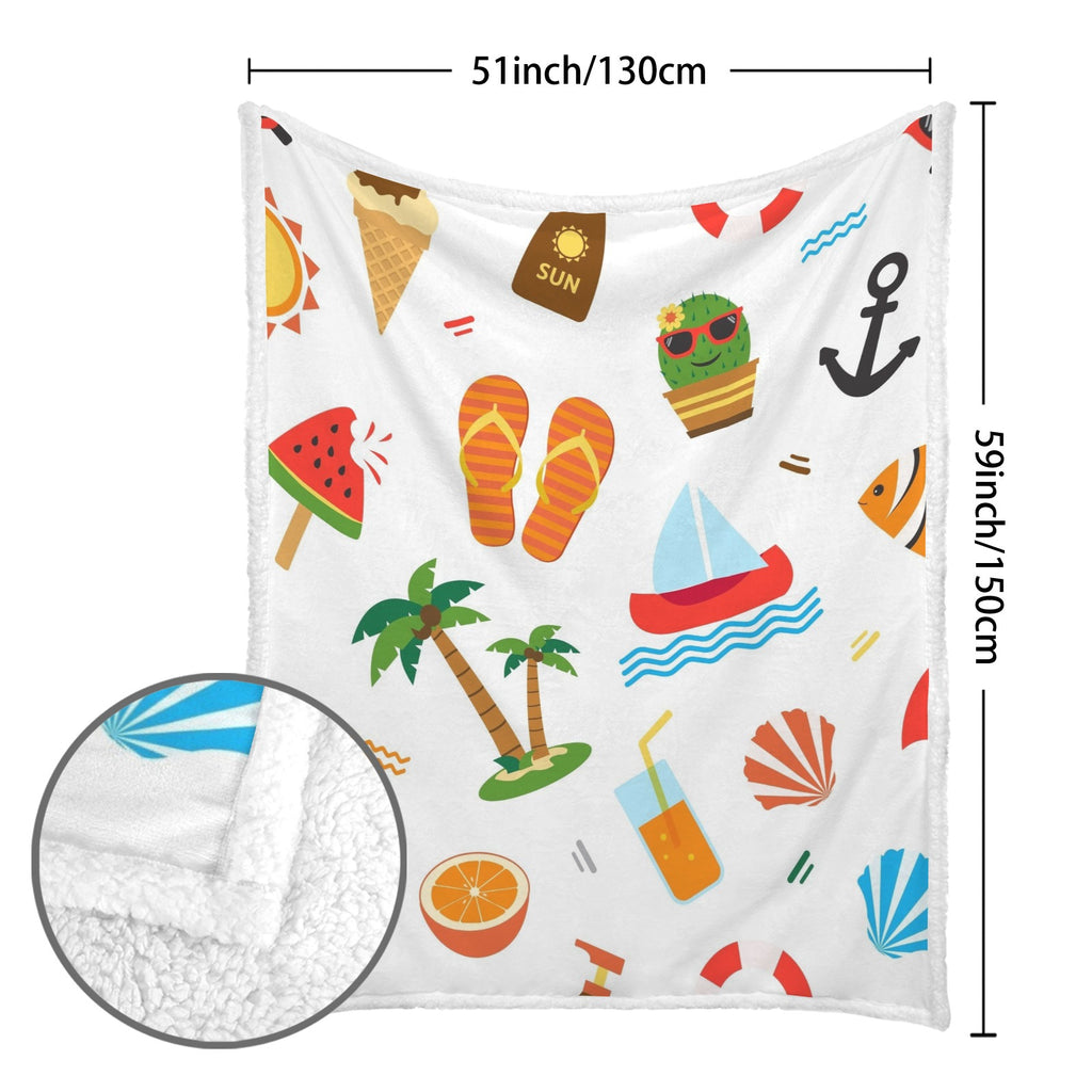 Beach Time - Double-Layer Fleece Blanket 51"x59"