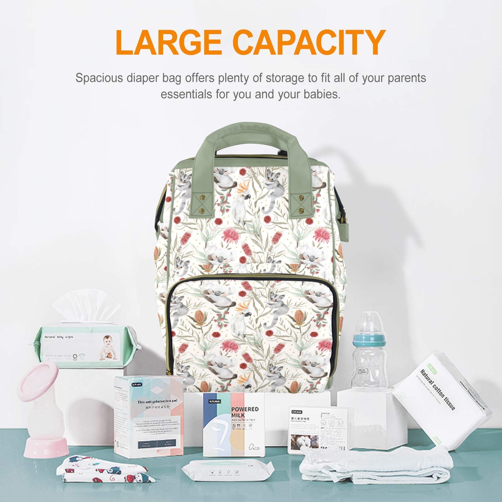 Australian Plants And Animals Multi-Function Backpack, Nappy / Diaper Bag Multi-function Backpack, Nappy / Diaper Bag Australia Plants Printed Offshore
