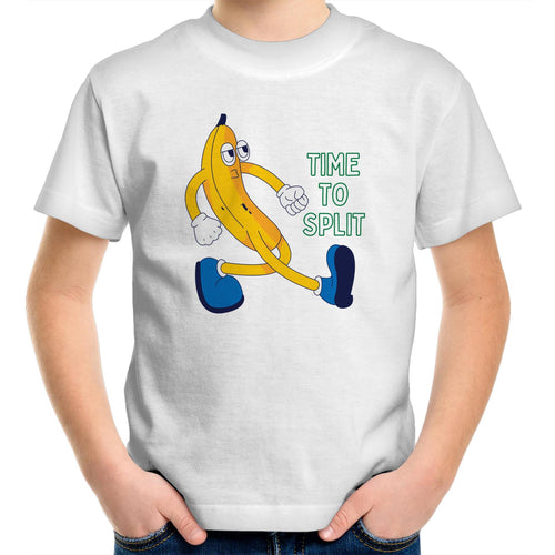 Banana, Time To Split - Kids Youth T-Shirt White Kids Youth T-shirt Food Funny Printed In Australia