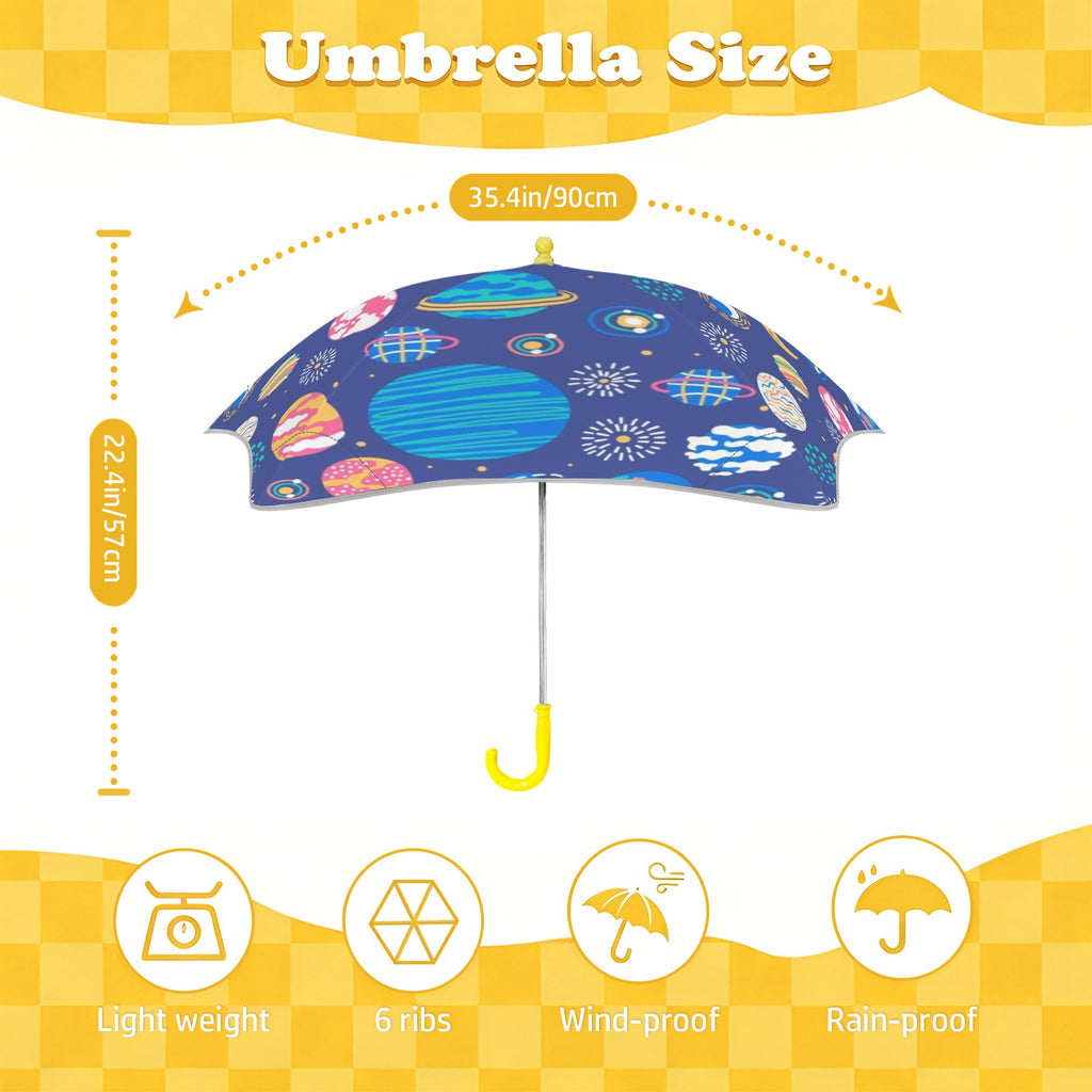Planets On Blue Kids Safe Round Corner Umbrella