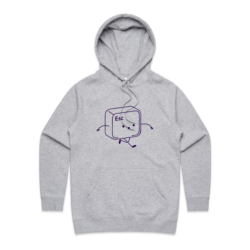 Escape Key - Womens Hoodie Grey Marle Womens Hoodie Printed In Australia Tech