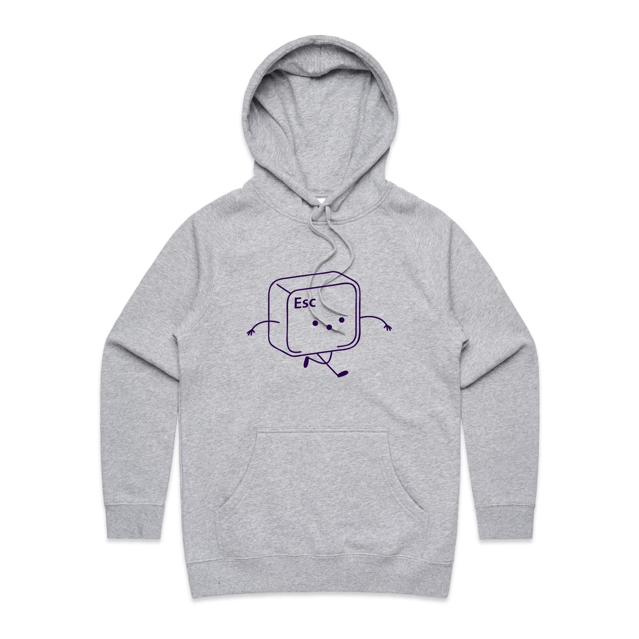 Escape Key - Womens Hoodie Grey Marle Womens Hoodie Printed In Australia Tech