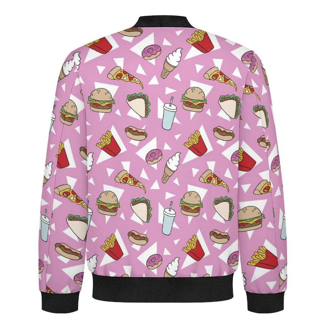 Fast Food Men's Casual Zip‑Up Bomber Jacket