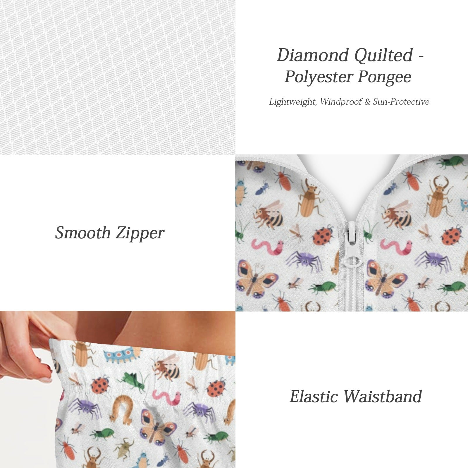 Cute Bugs Women's Windbreaker Short Set Women's Windbreaker Short Set animal Printed Offshore