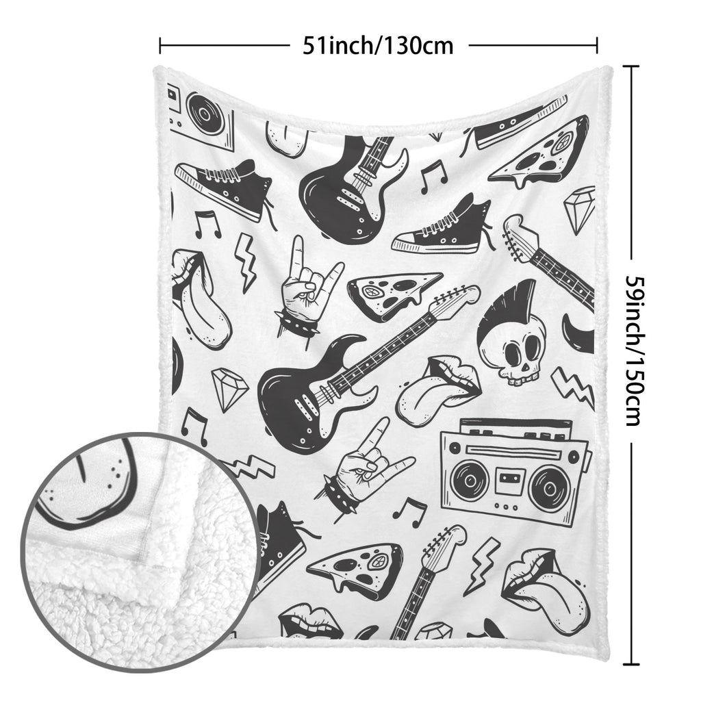 Rock Music - Double-Layer Fleece Blanket 51"x59"