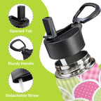Floral Tabs 12oz Kids Water Bottle with Straw Lid