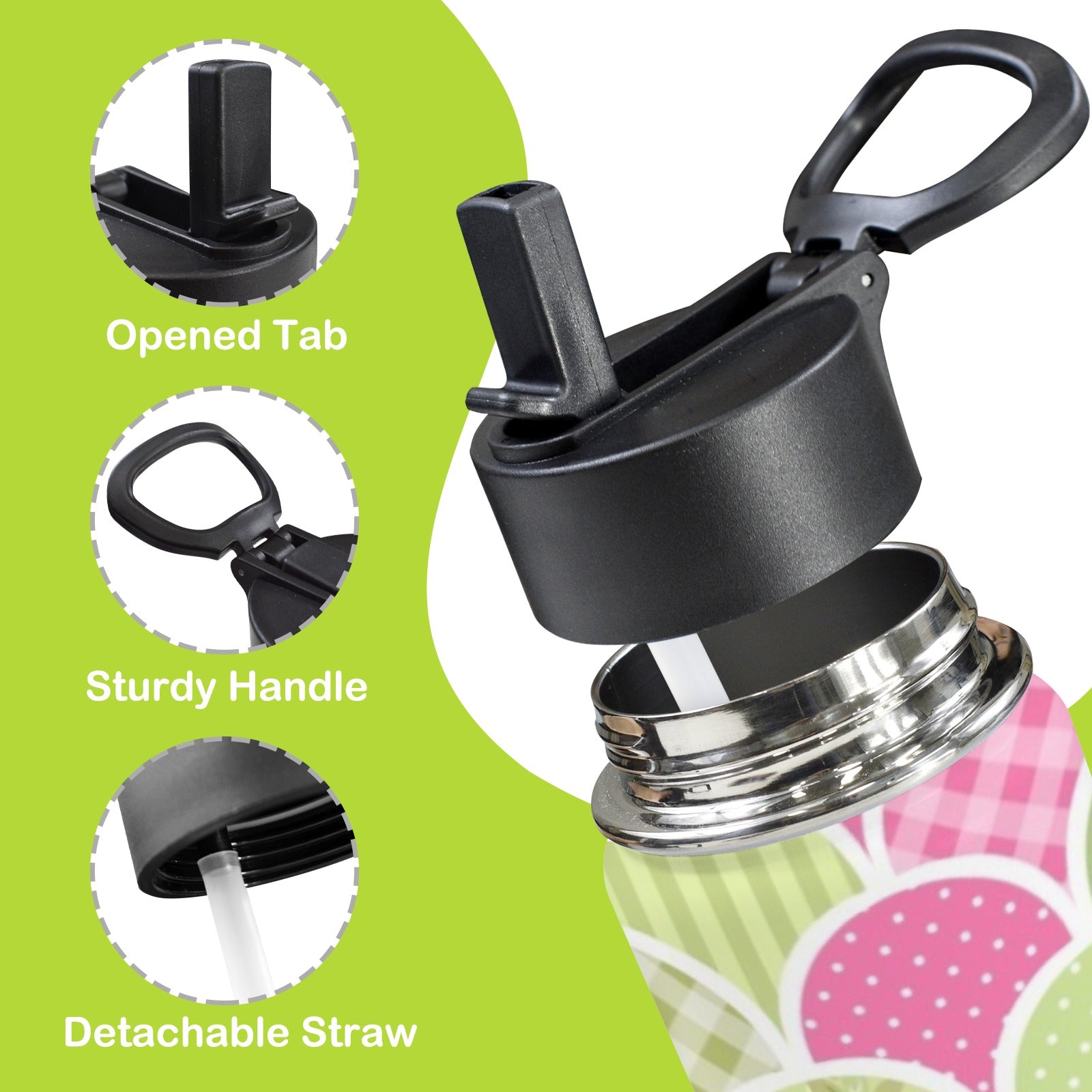 Floral Tabs 12oz Kids Water Bottle with Straw Lid