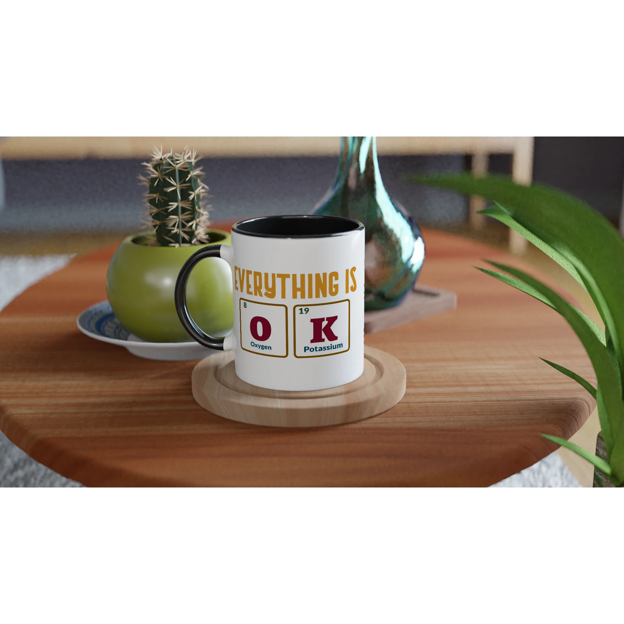 Personalise - Everything Is OK, Periodic Table - White 11oz Ceramic Mug Personalised Mug customise Globally Fulfilled personalise Science