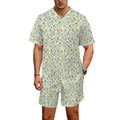 Delicate Frangipani Men's Hawaiian Shirt & Shorts Set Men's Hawaiian Shirt & Shorts Set Plants Printed Offshore