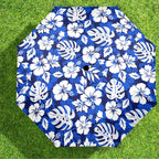 Blue Hawaiian Floral - Semi-Automatic Foldable Umbrella (Model U12) Semi-Automatic Foldable Umbrella (U12)