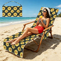 Painted Sunflower Beach Chair Towel Cover with Side Pockets