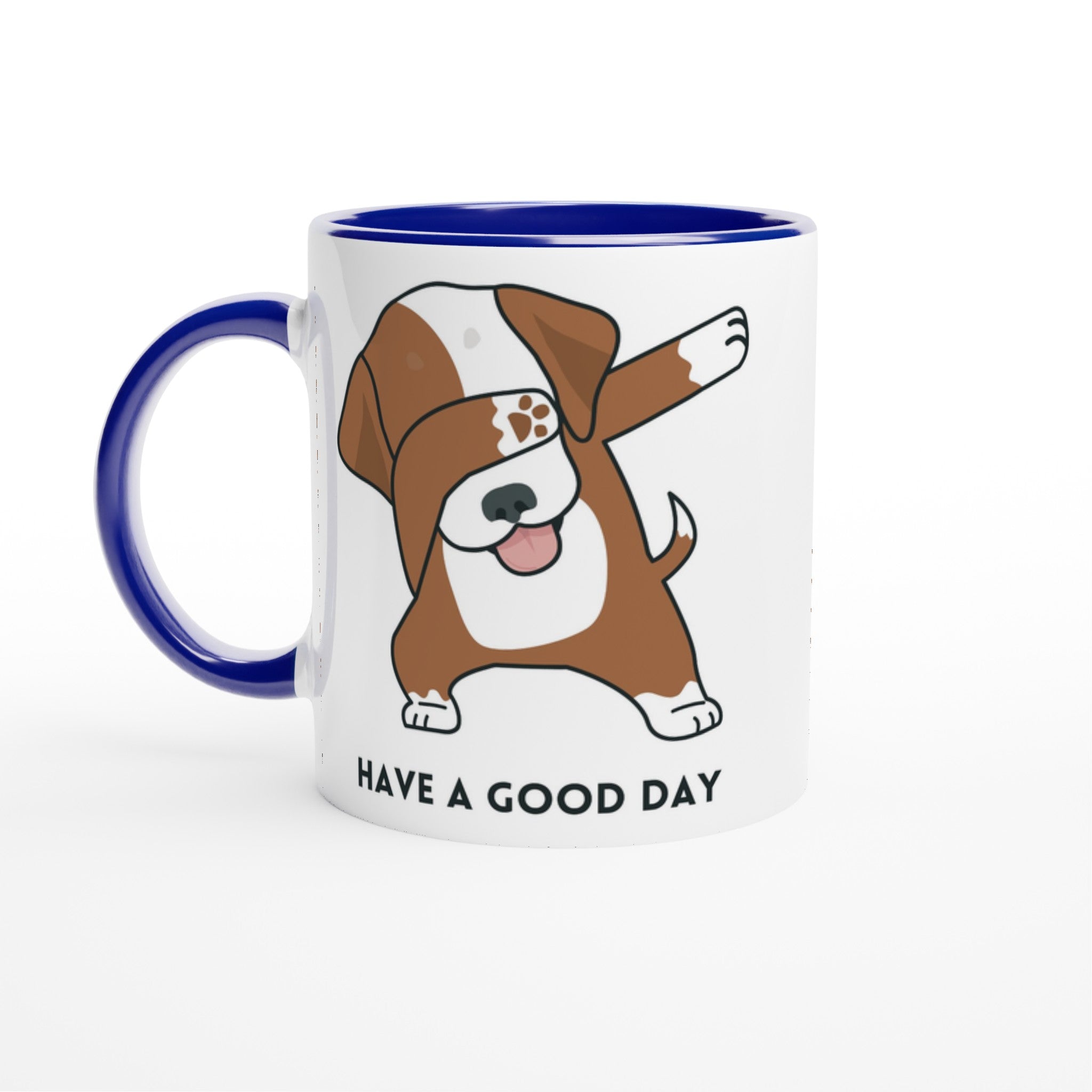 Dab Step Dog - White 11oz Ceramic Mug with Colour Inside Ceramic Blue Colour 11oz Mug animal Globally Fulfilled