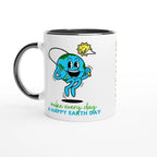Personalised - Make Every Day A Happy Earth Day - White 11oz Ceramic Mug with Colour Inside Ceramic Black Personalised 11oz Mug customise Environment Globally Fulfilled personalise