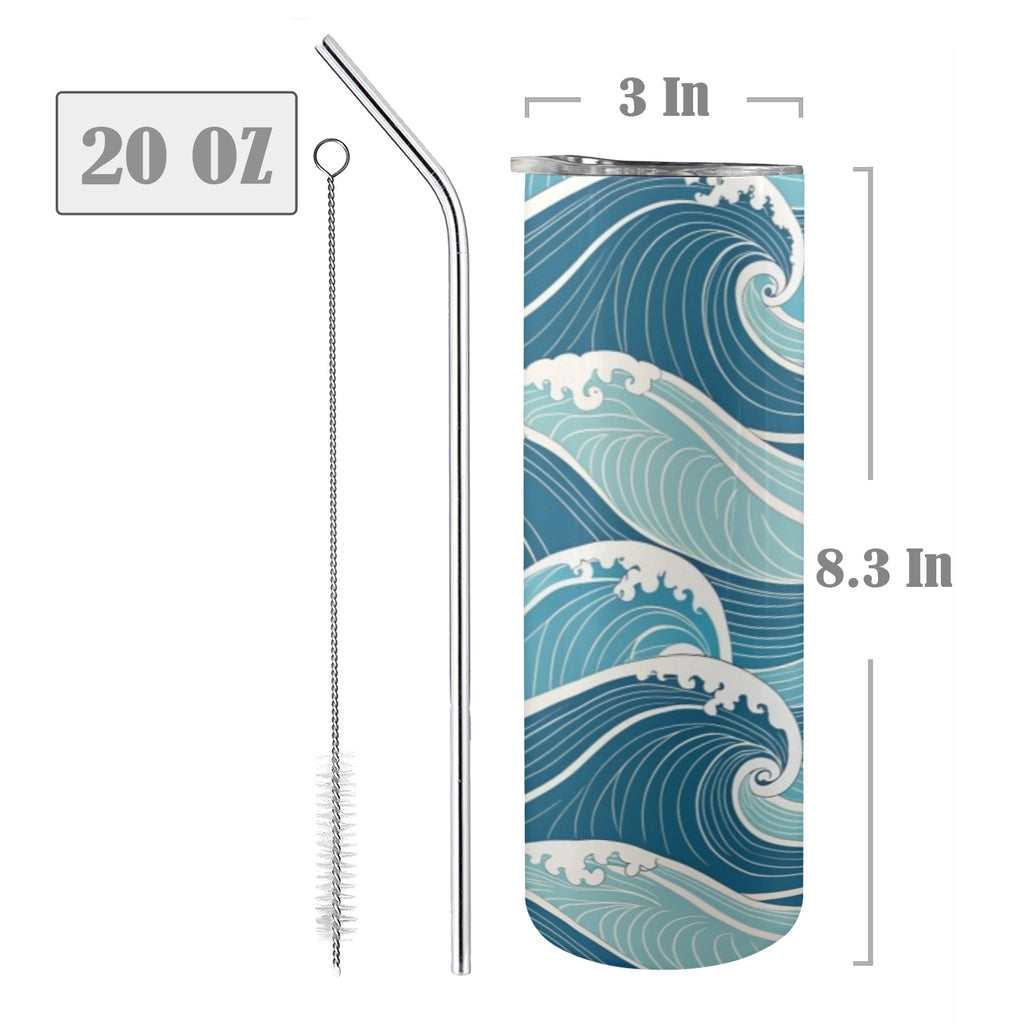 Ocean Waves - 20oz Tall Skinny Tumbler with Lid and Straw