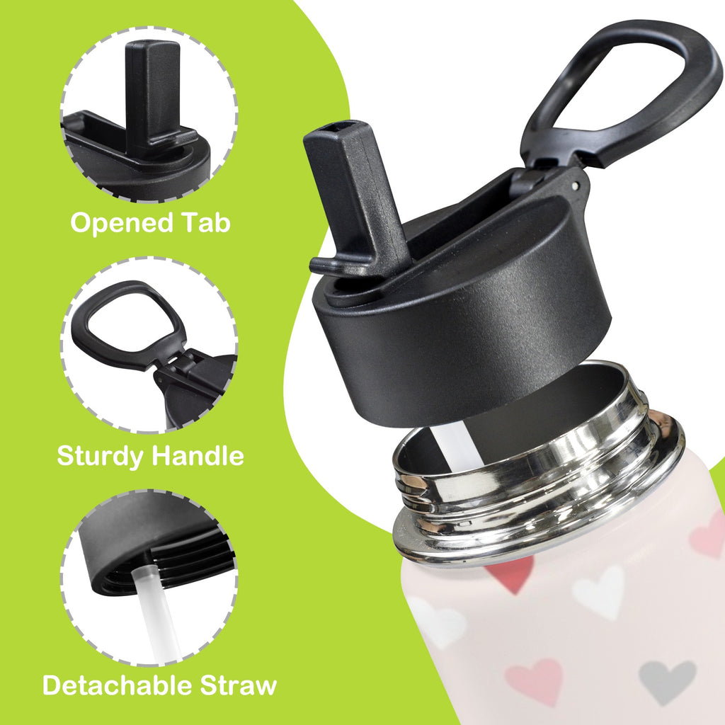 Pretty Hearts 12oz Kids Water Bottle with Straw Lid