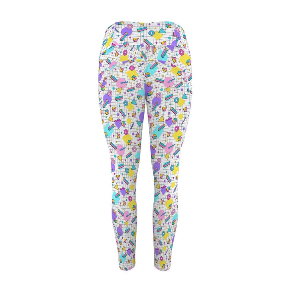 80's Grid Women's High Waist Pockets Yoga Leggings Women's High Waist Pockets Yoga Leggings Printed Offshore Retro