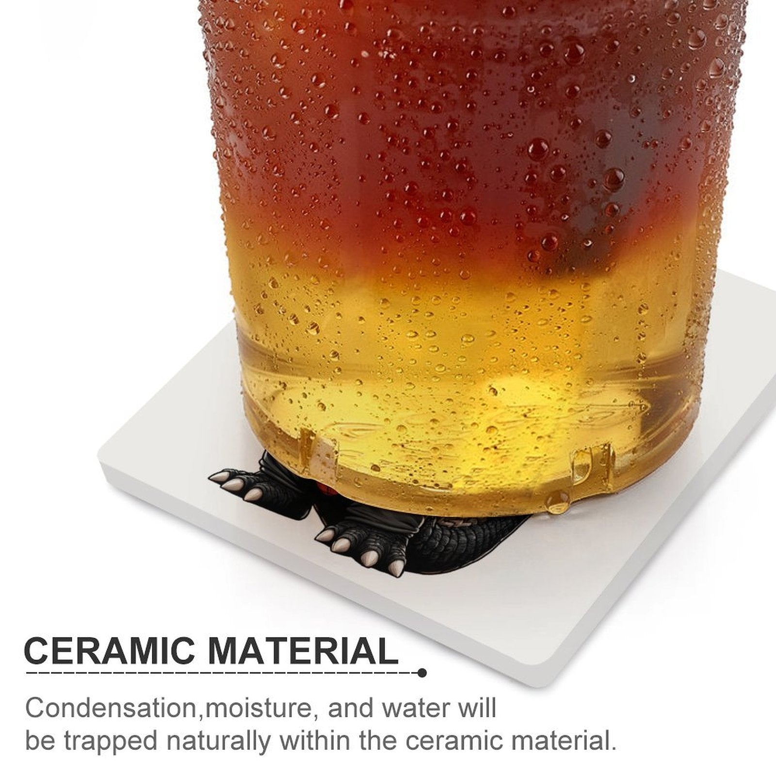 Catzilla - Ceramic Coasters (Square) Ceramic Coasters animal Printed Offshore