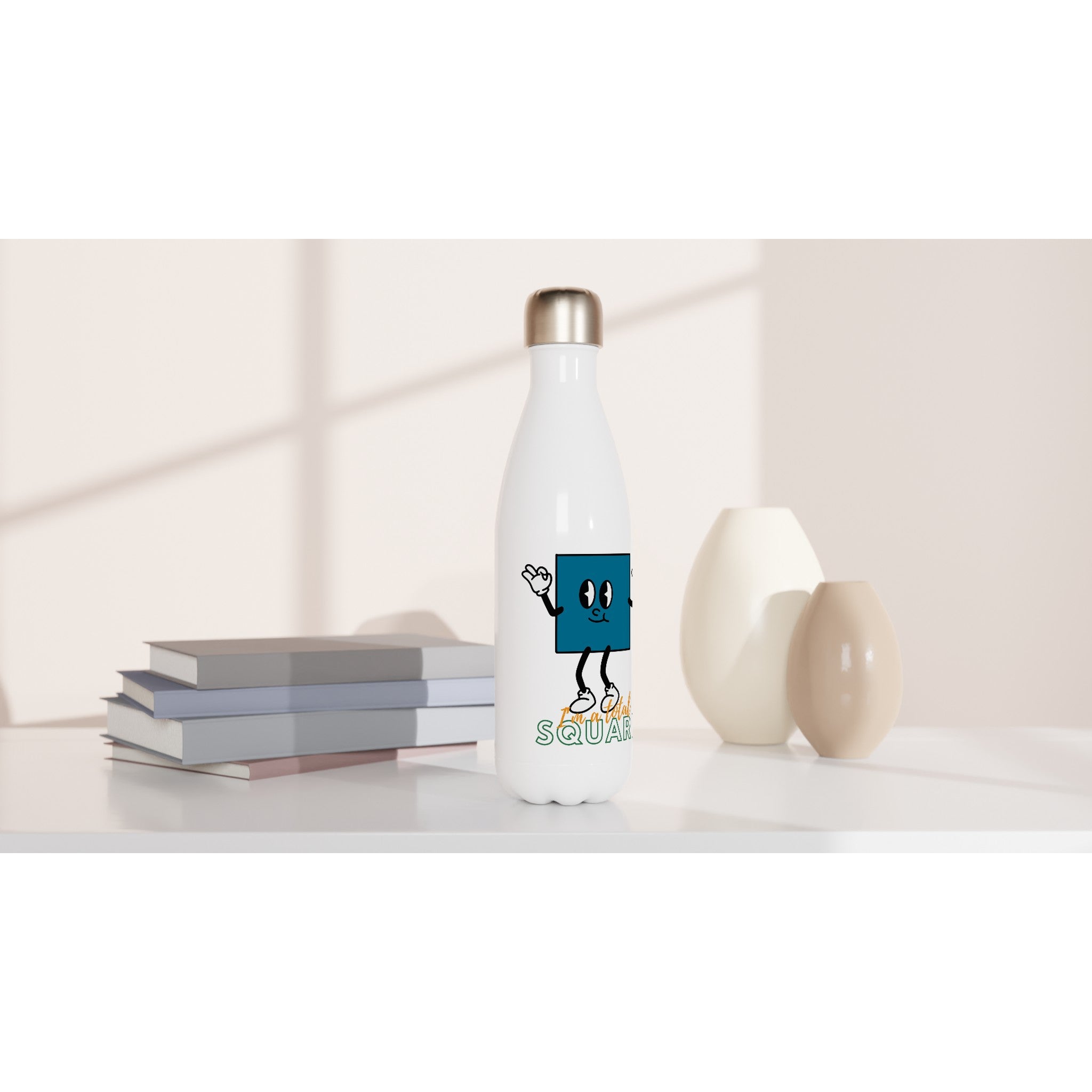 I'm A Total Square - White 17oz Stainless Steel Water Bottle White Water Bottle Globally Fulfilled Maths Science
