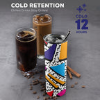 Graphic 80's - 20oz Tall Skinny Tumbler with Lid and Straw