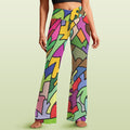 Bright Abstract Colour High Waist Crossover Tummy Control Flare Leggings 5XL High Waist Flare Leggings Printed Offshore