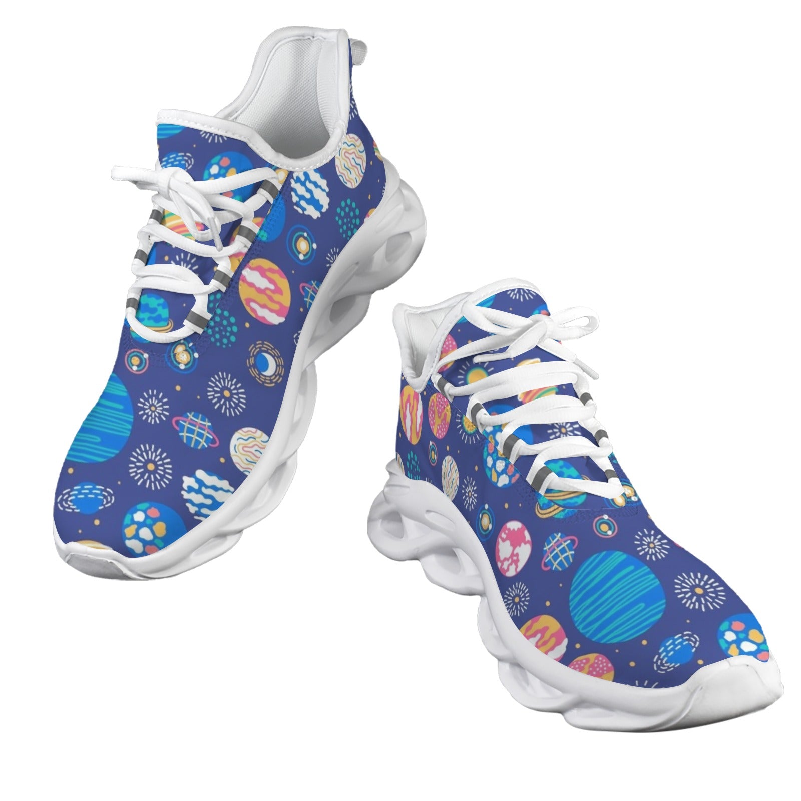Planets On Blue Women's Twisted Sole Sneakers
