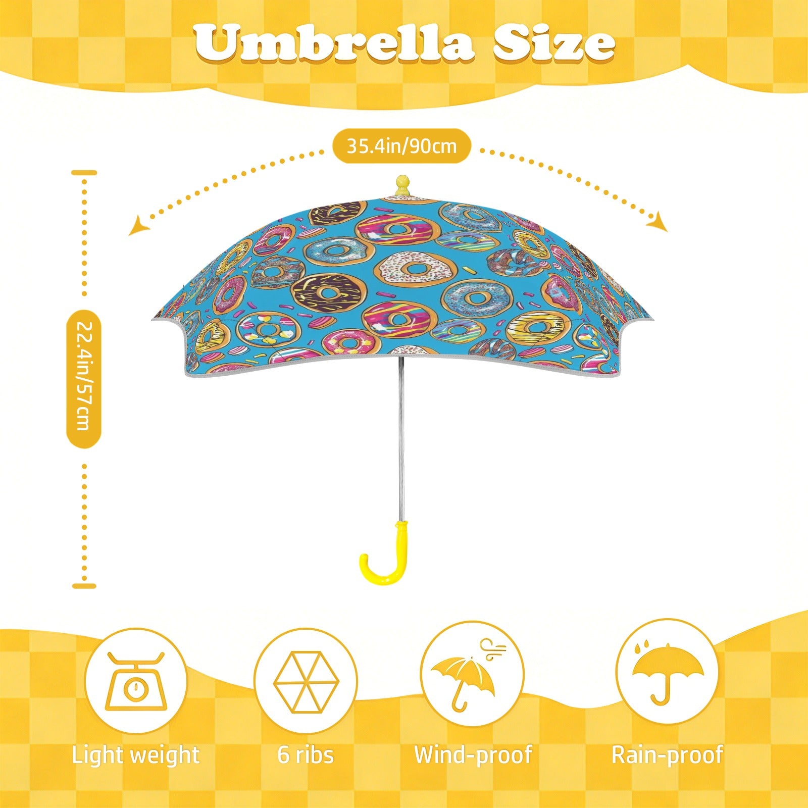 Doughnuts On Blue Kids Safe Round Corner Umbrella Kids Safe Round Corner Umbrella Food Printed Offshore
