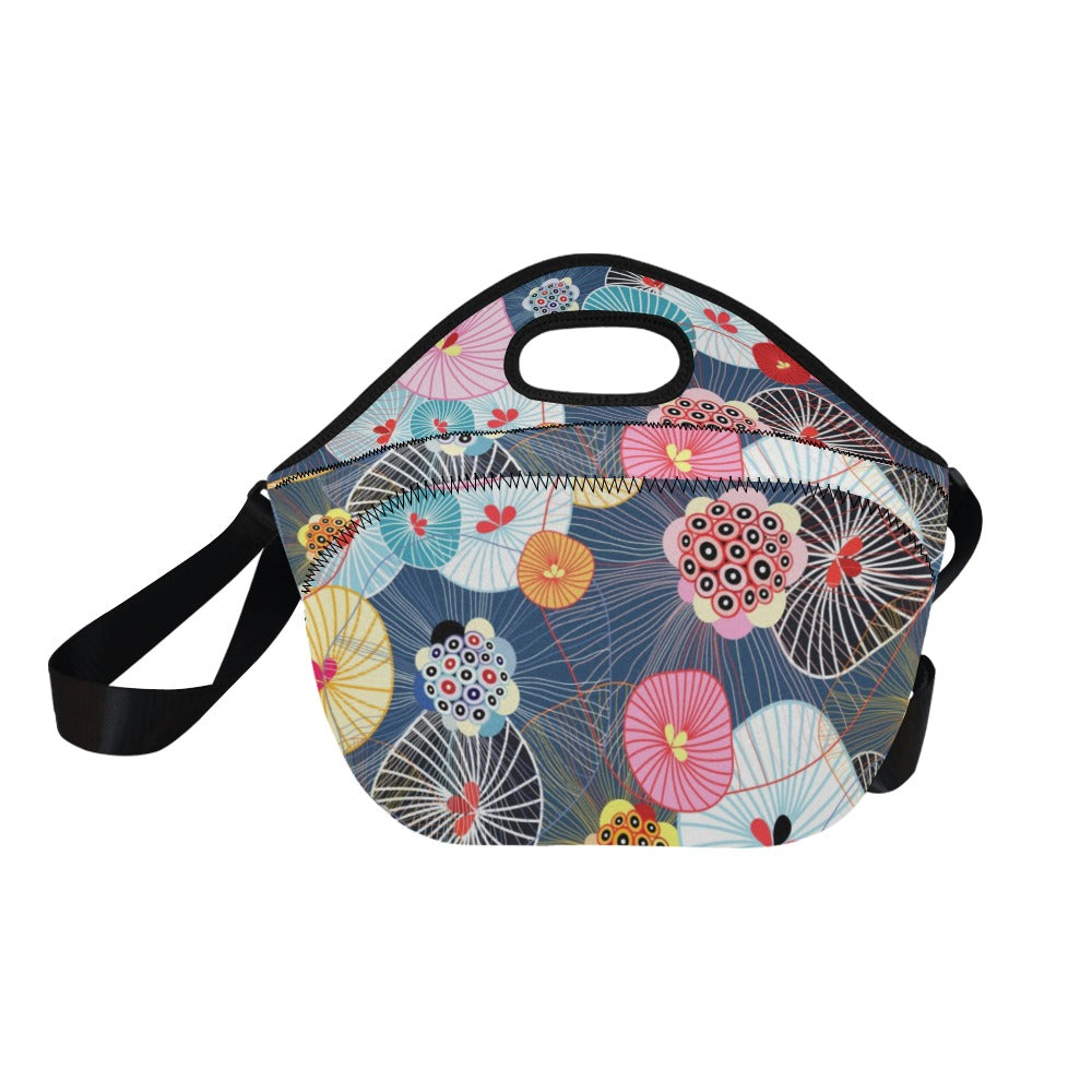 Abstract Floral - Neoprene Lunch Bag Neoprene Lunch Bag Printed Offshore