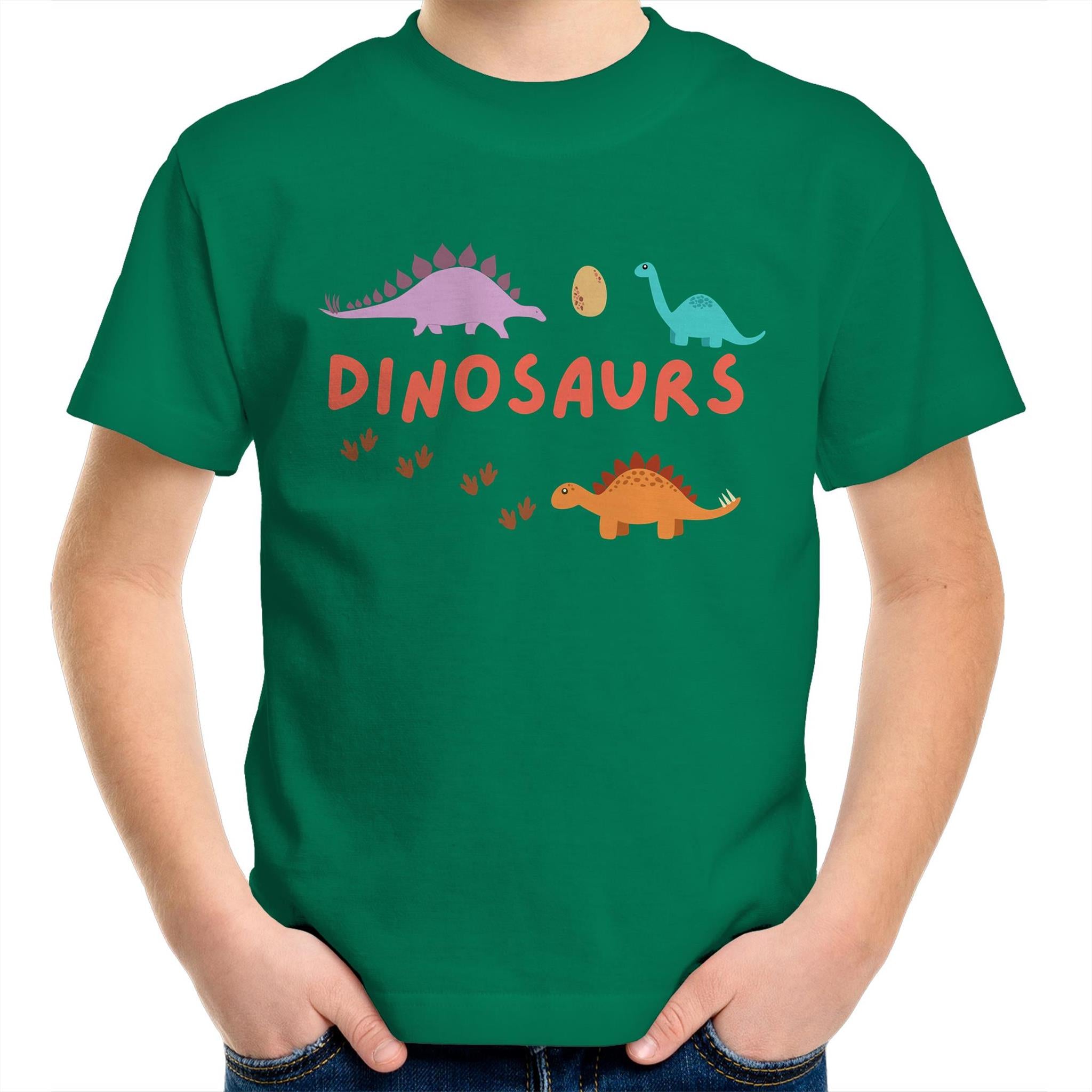 Dinosaurs - Kids Youth T-Shirt Kelly Green Kids Youth T-shirt animal Printed In Australia