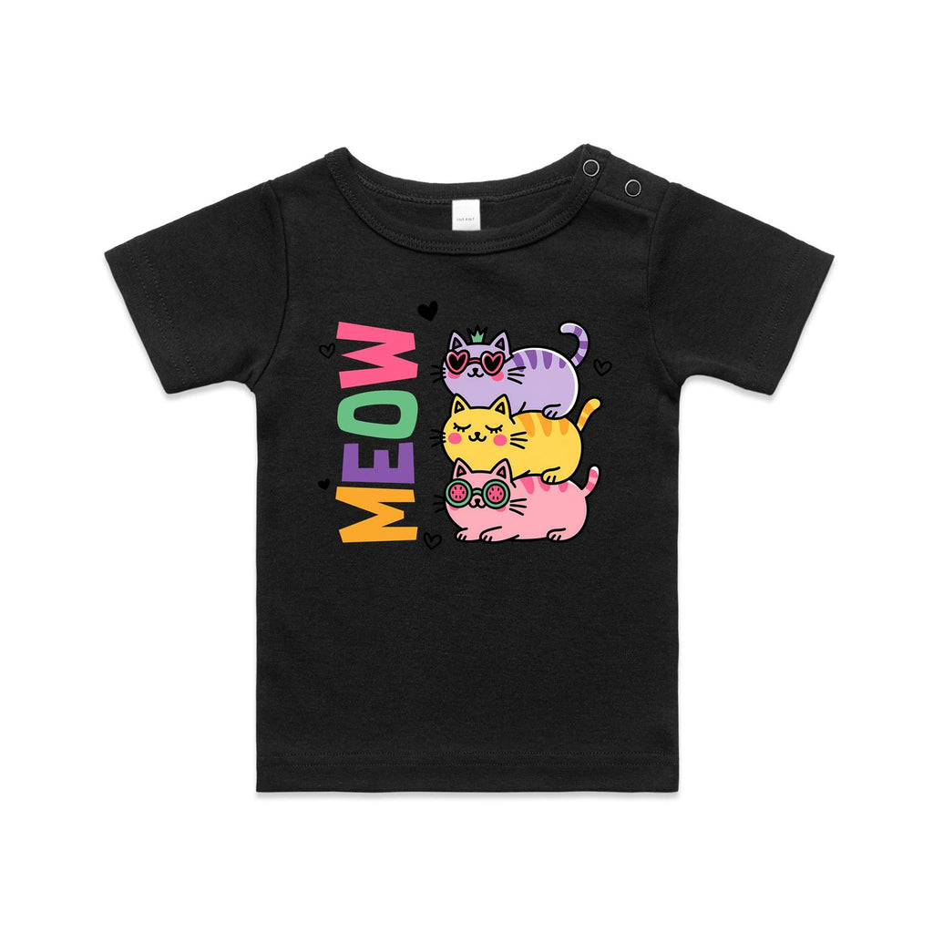 Meow, Colourful Cats AS Colour Baby T-shirt Black Baby T-shirt animal Printed In Australia