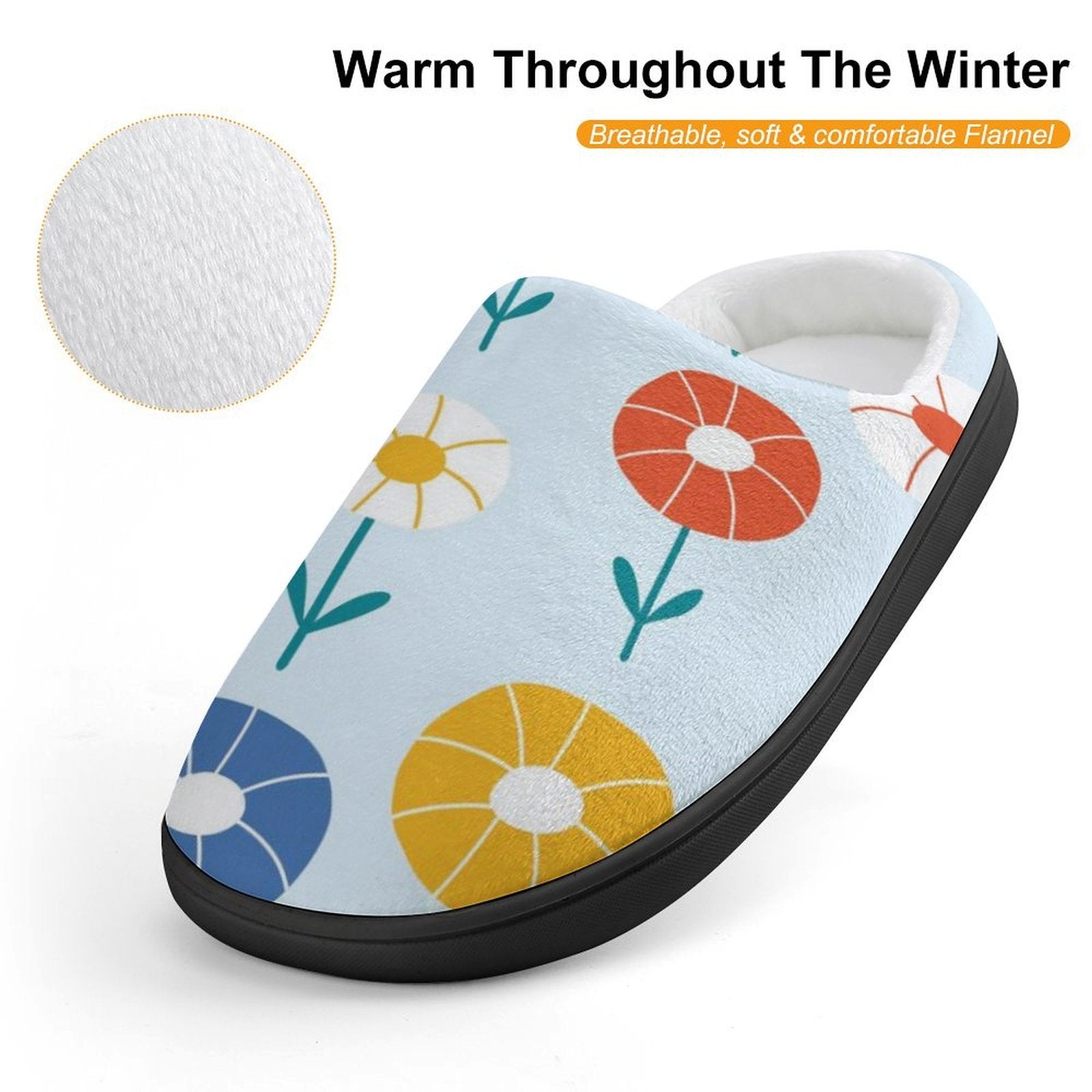 Abstract Cute Flowers Kids Cotton Slippers