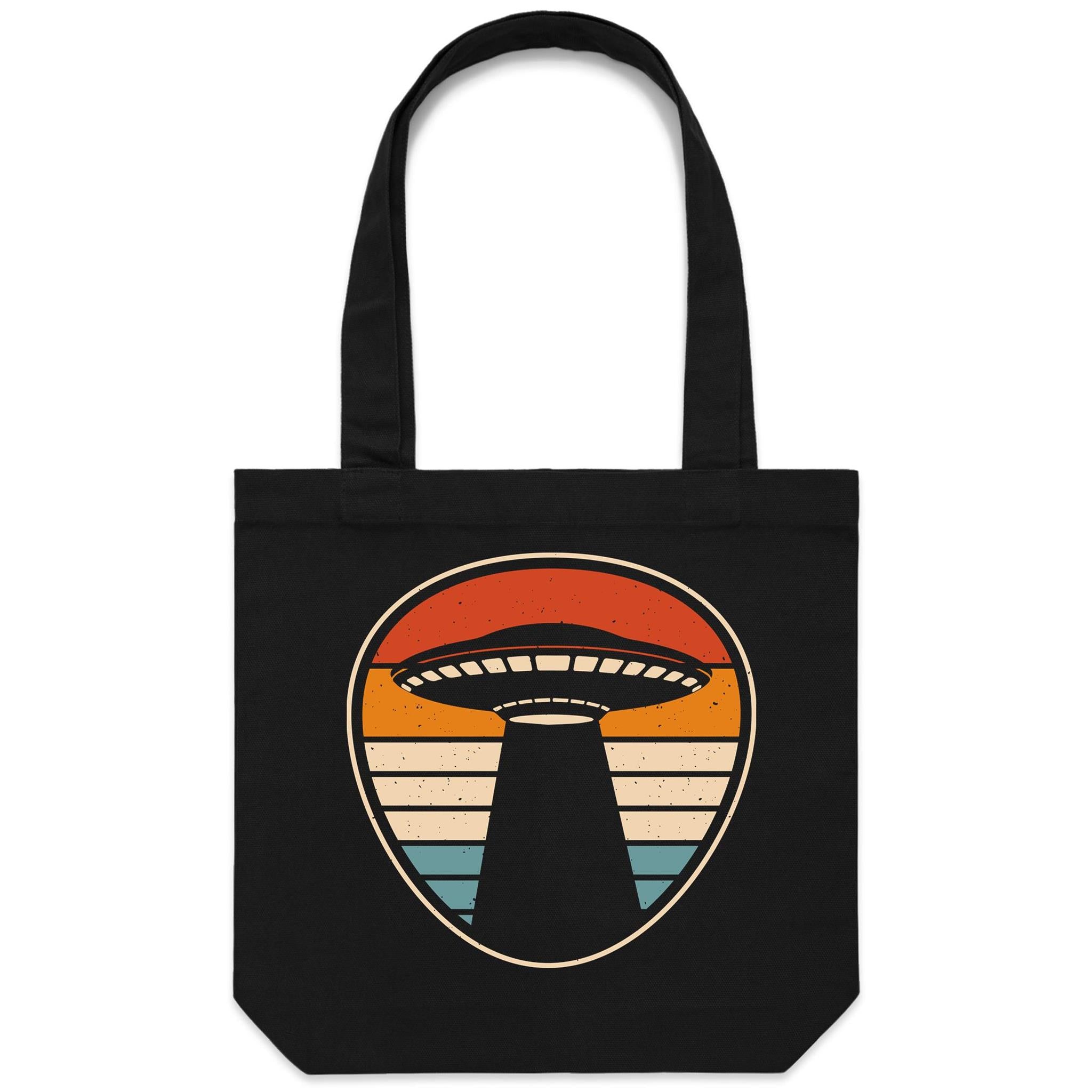 UFO, Retro Stripes - Canvas Tote Bag Default Title Tote Bag Printed In Australia