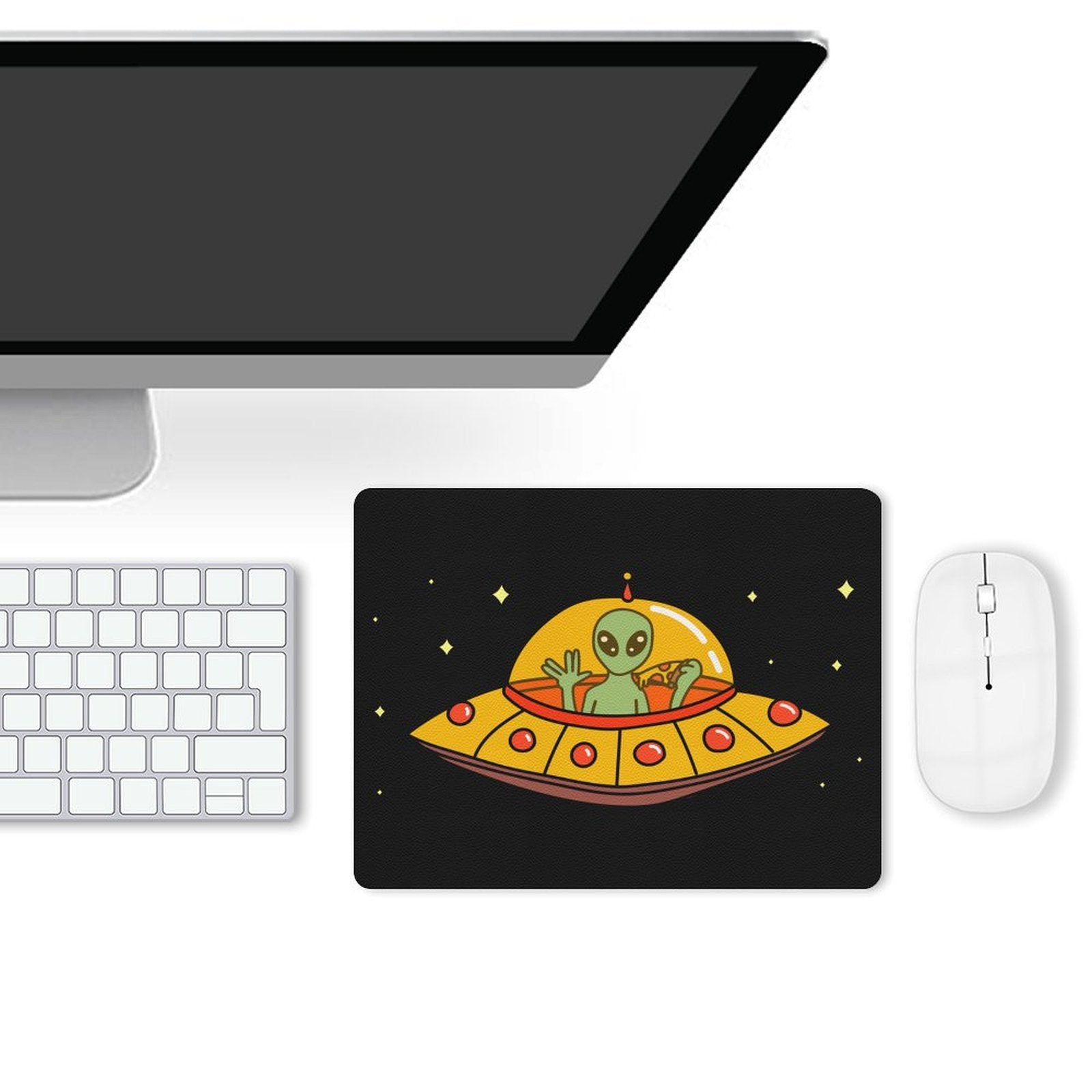 Alien Pizza - Leather Mouse Pad Leather Mouse Pad Food Printed Offshore Sci Fi