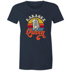 Karaoke Queen - Womens T-shirt Navy Womens T-shirt Music Printed In Australia